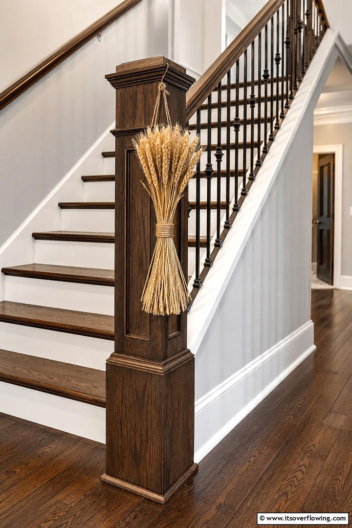 Staircase Newel Post - 50 Minimalist Fall Decor Ideas to Upgrade Spaces Now