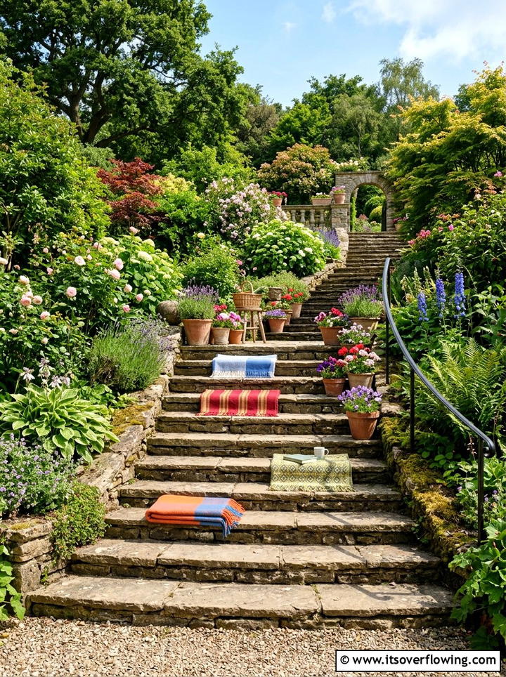 Staircase Seating Decor - 25 backyard decorating ideas with throws