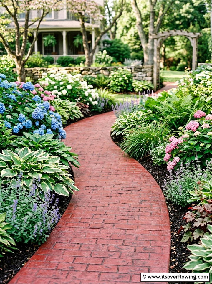 Stamped Concrete Garden Walkway - 25 backyard decorating ideas with stepping stones