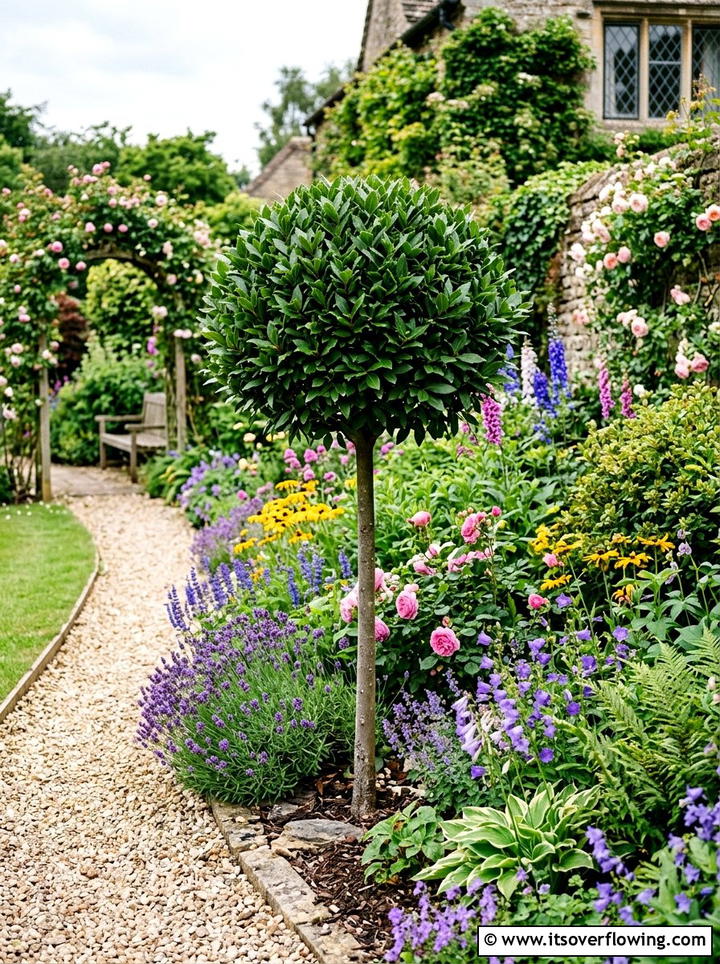 Standard Bay Tree In Garden Bed - 25 garden decor ideas with topiary
