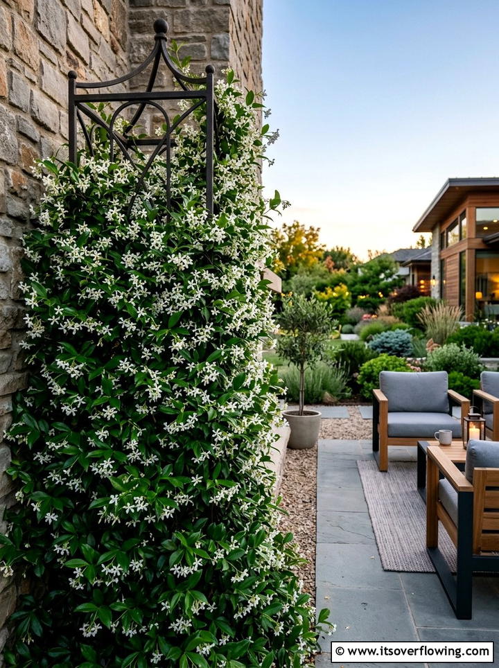 Star Jasmine On Garden Trellis - 25 small garden ideas with pet friendly plants