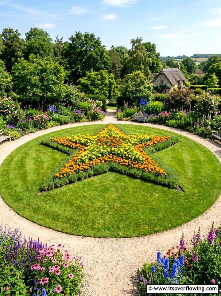 Star shaped floral garden - 25 creative garden ideas with geometric beds