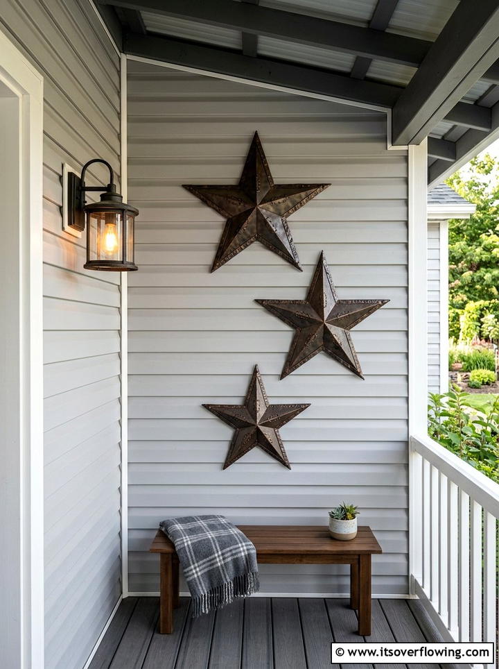 Star shaped wall decor - 25 front porch ideas with patriotic decor