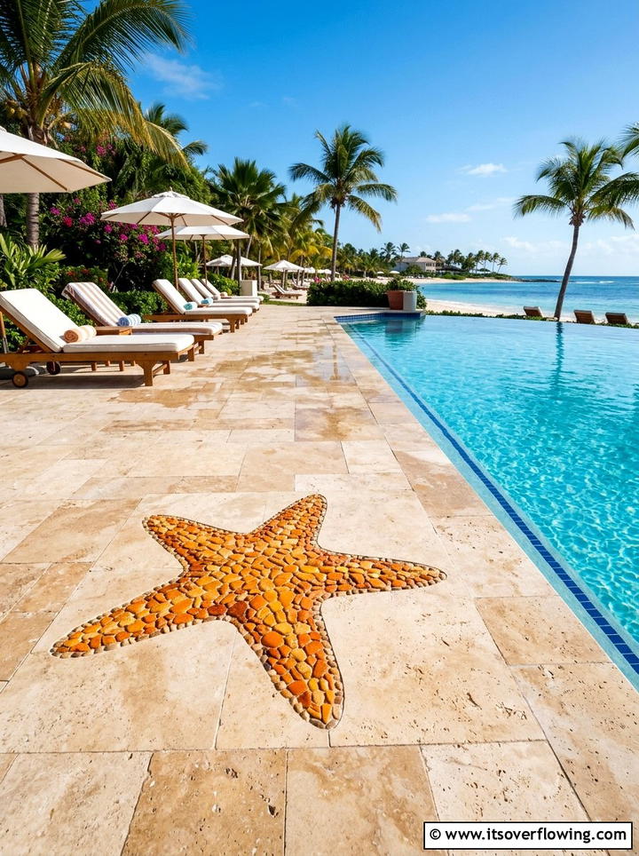 Starfish stone mosaic - 25 garden ideas with pebble mosaics