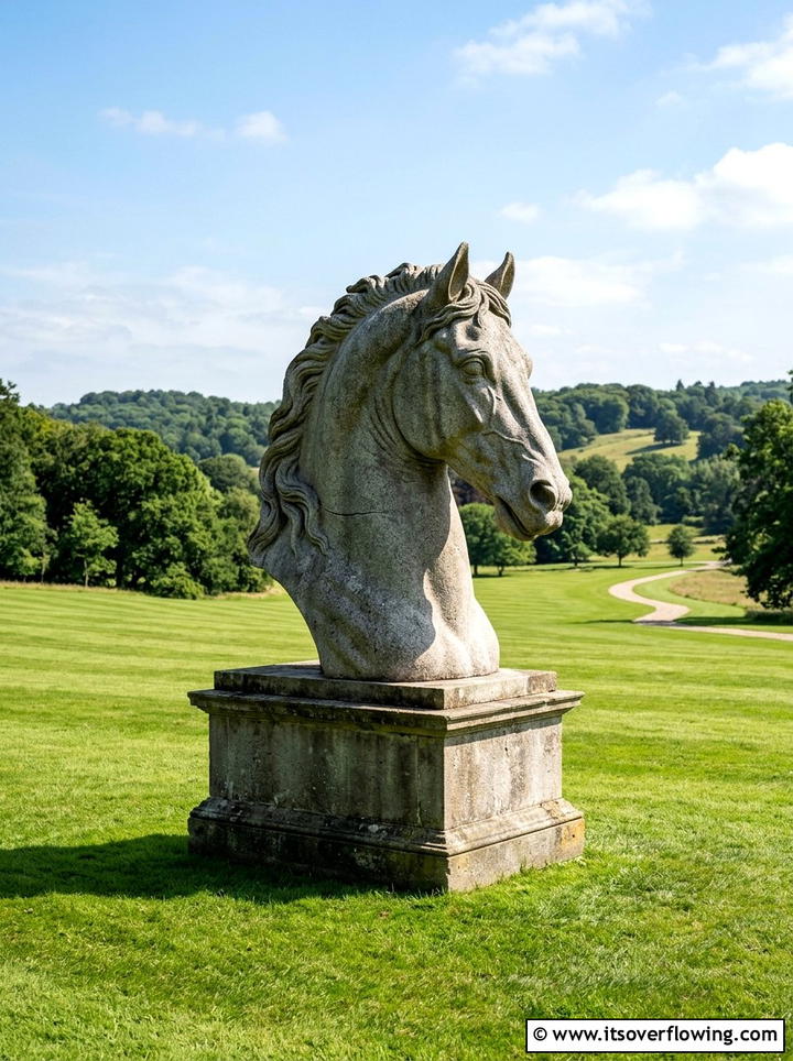 Stately Stone Horse Statue - 25 backyard decorating ideas with statues