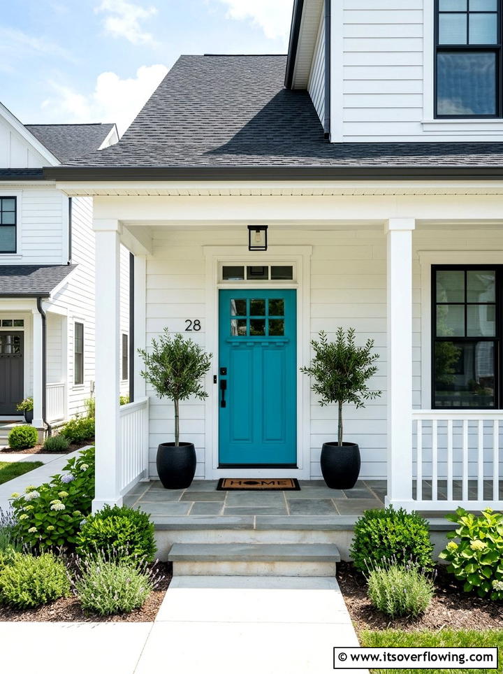 Statement Front Door - 25 front porch ideas for townhouses