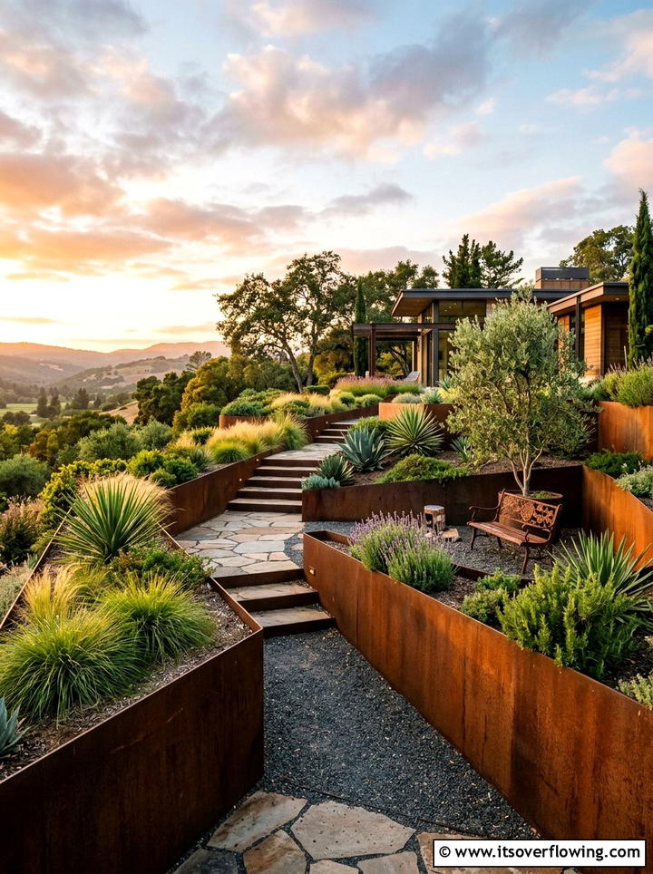 Steel Edging Terrace - 25 backyard ideas with terracing