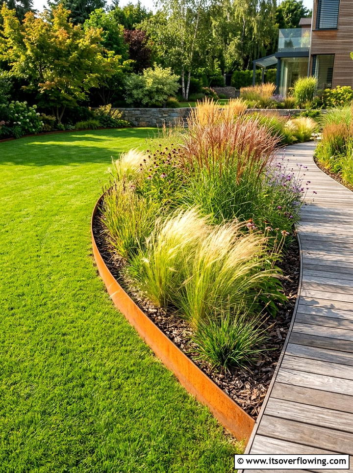 Steel Garden Edging - 25 creative garden ideas with modern landscape lines