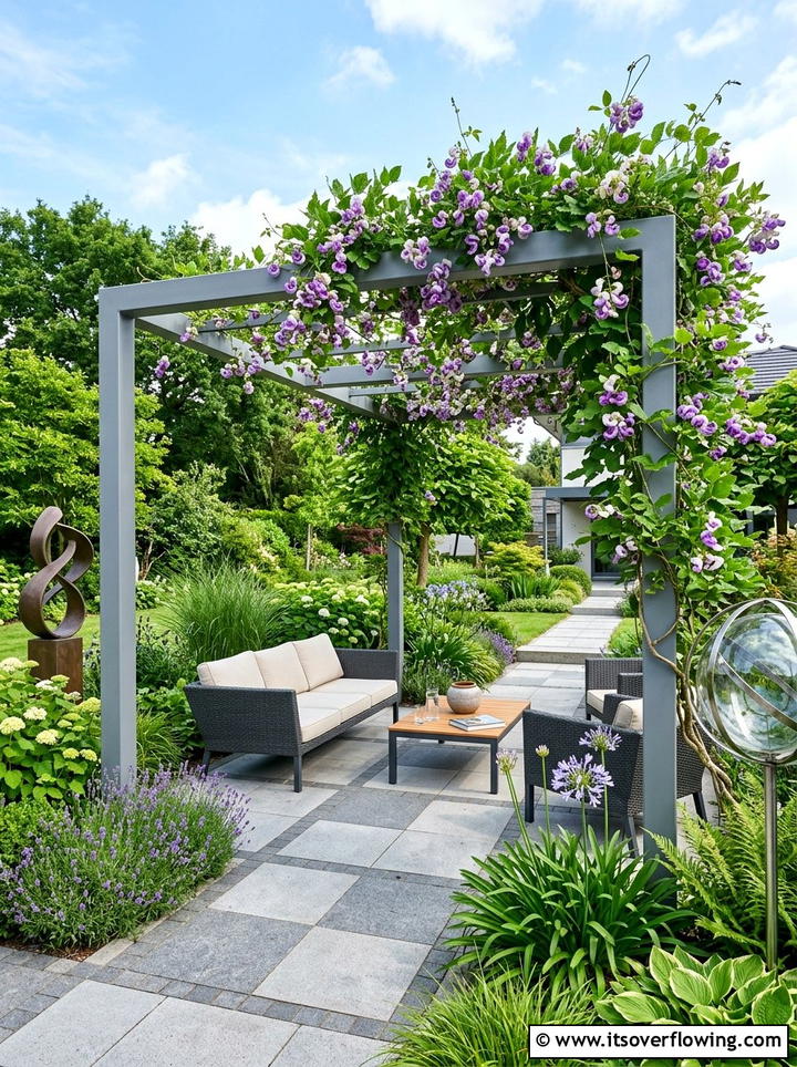 Steel Pergola With Snail Vine - 25 garden design ideas with pergola and vines