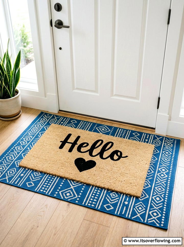Stenciled Doormat - 25 front porch ideas diy
