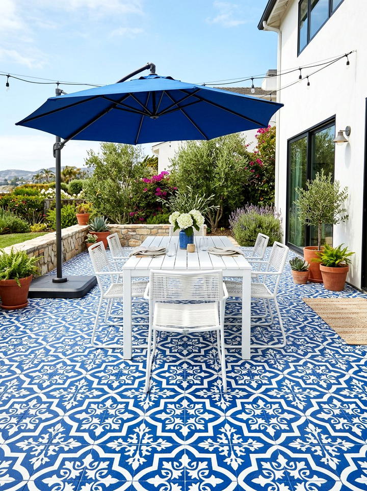 Stenciled Patio Floor - 25 backyard decorating ideas diy