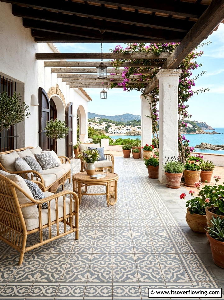 Stenciled Tile Porch Floor - 25 front porch ideas with painted floor