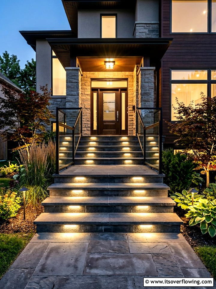 Step Focused Porch - 25 front porch ideas with layered lighting