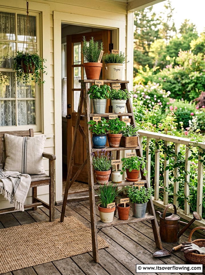 Step Ladder Planter - 25 small garden ideas with herbs
