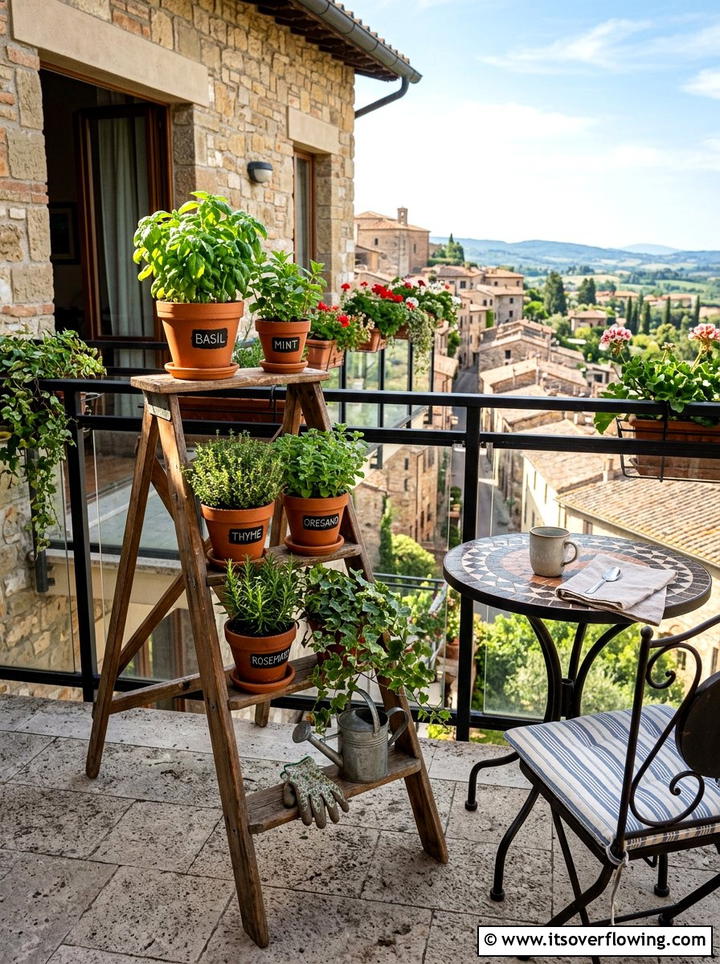 Stepladder Herb Display - 25 cheap garden ideas with vertical gardens