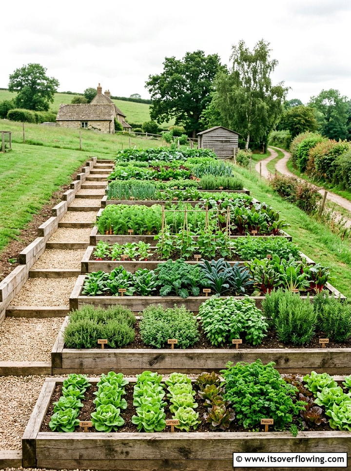 Stepped Vegetable Garden - 25 backyard ideas with terracing