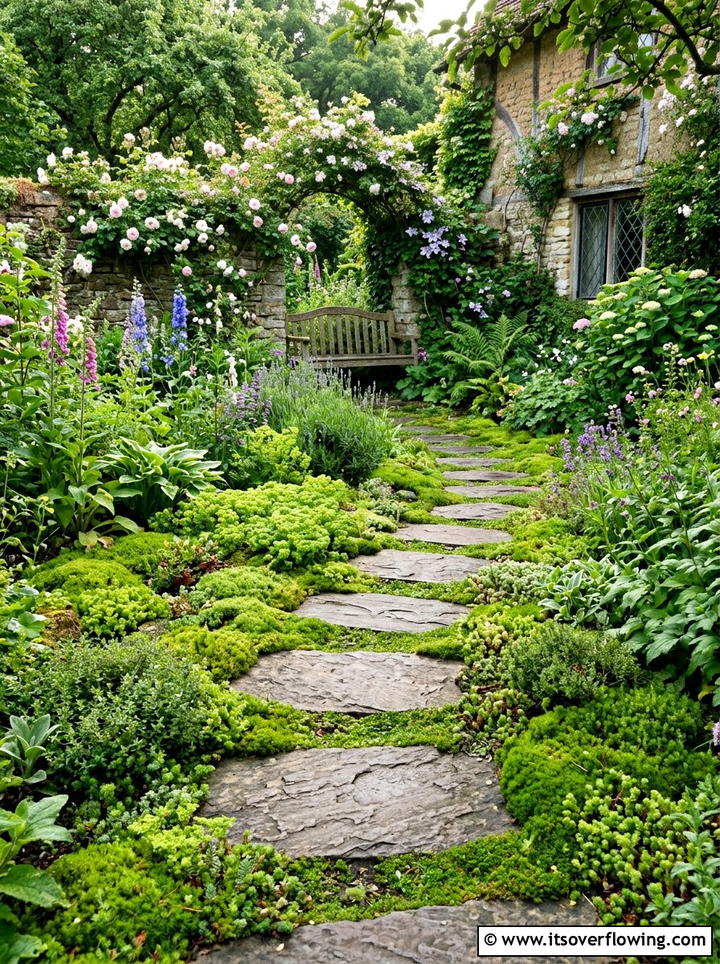 Stepping Stone Ground Cover - 25 cheap garden ideas with pathways