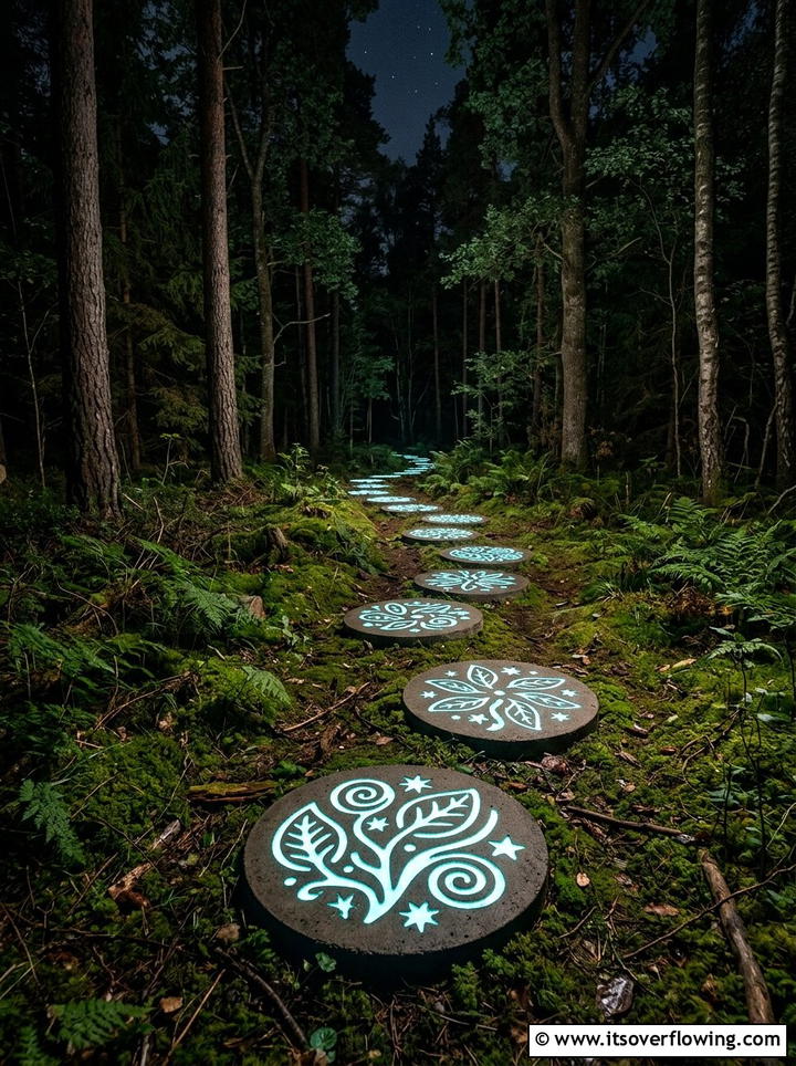 Stepping Stone Luminescent Accents - 25 creative garden ideas with glow in the dark stones