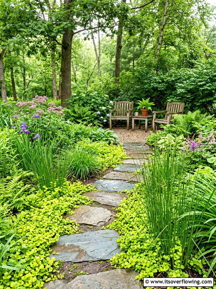 Stepping Stone Path - 25 backyard ideas with rain garden