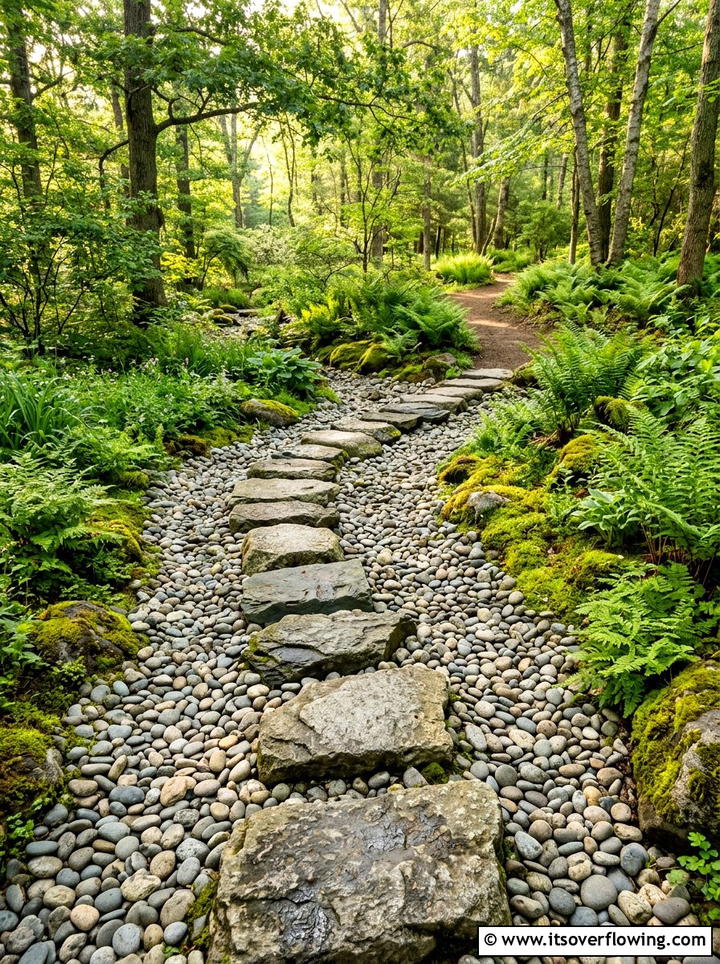 Stepping Stone Stream - 25 backyard ideas with japanese garden