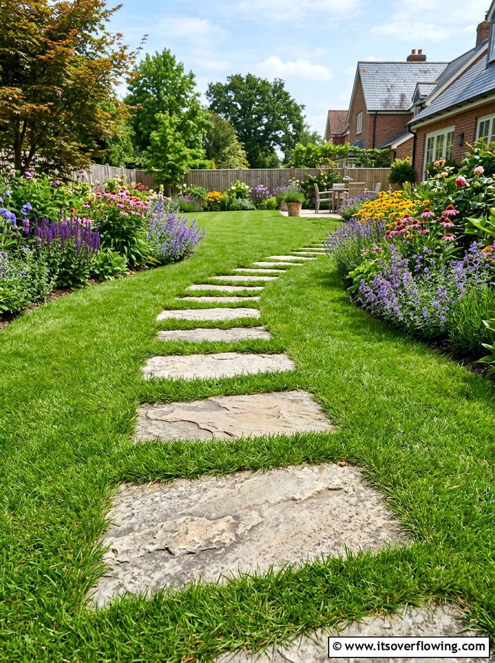 Stepping Stones Grass - 25 garden design ideas with pathways