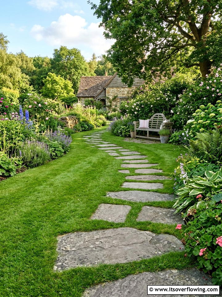 Stepping Stones In Grass - 25 garden ideas with pathways