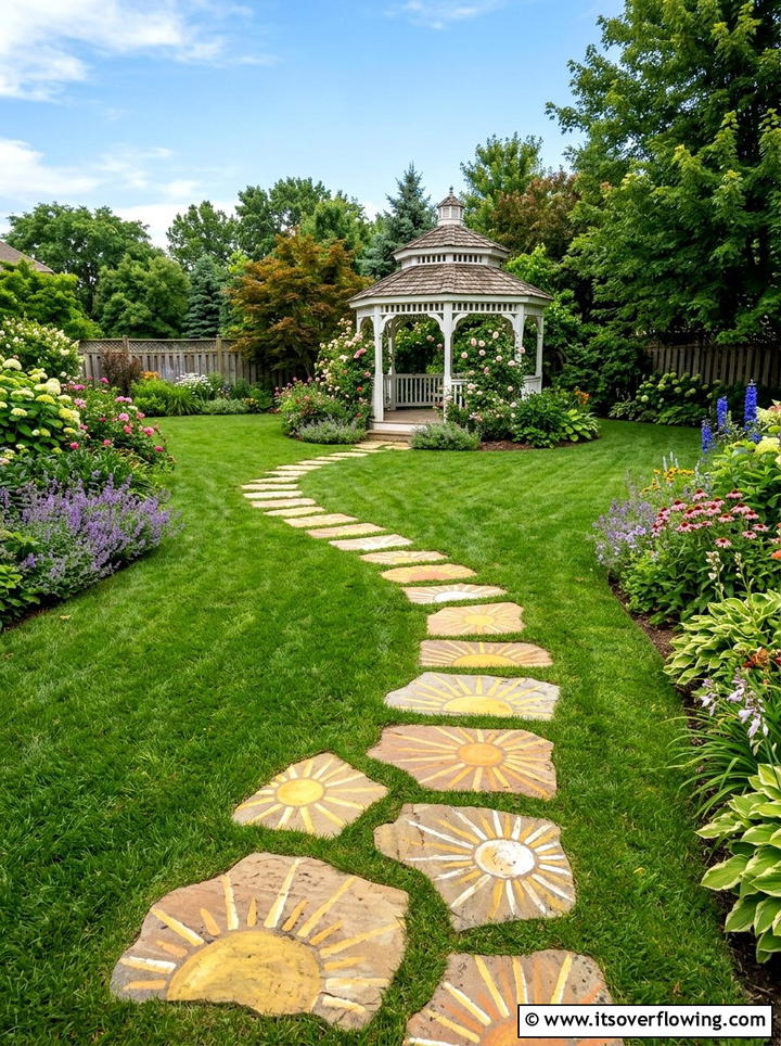 Stepping stone painted rock - 25 garden decor ideas with painted rocks