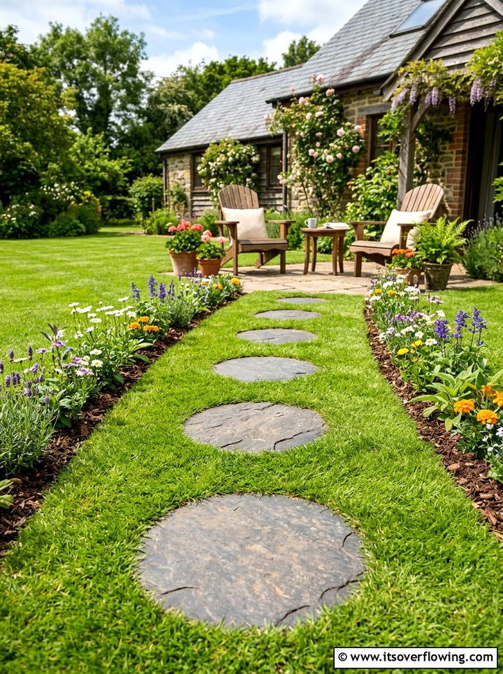 Stepping stone path - 25 garden ideas for rental homes