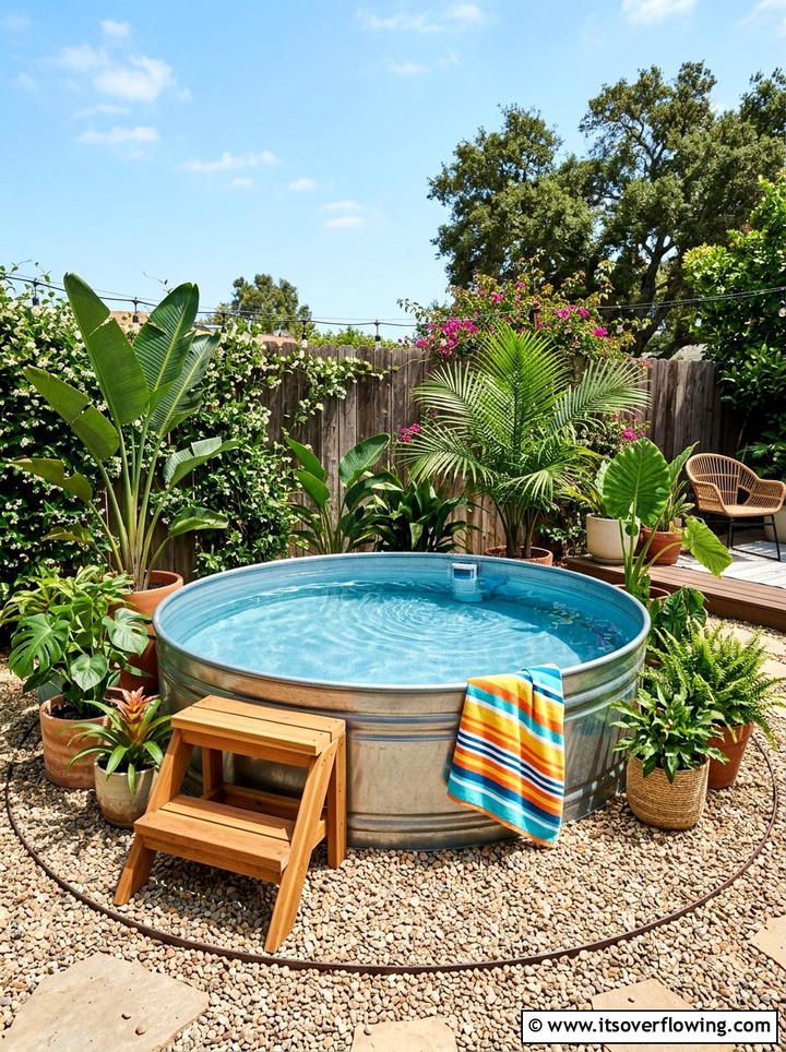Stock Tank Pool - 25 cheap garden ideas for backyard