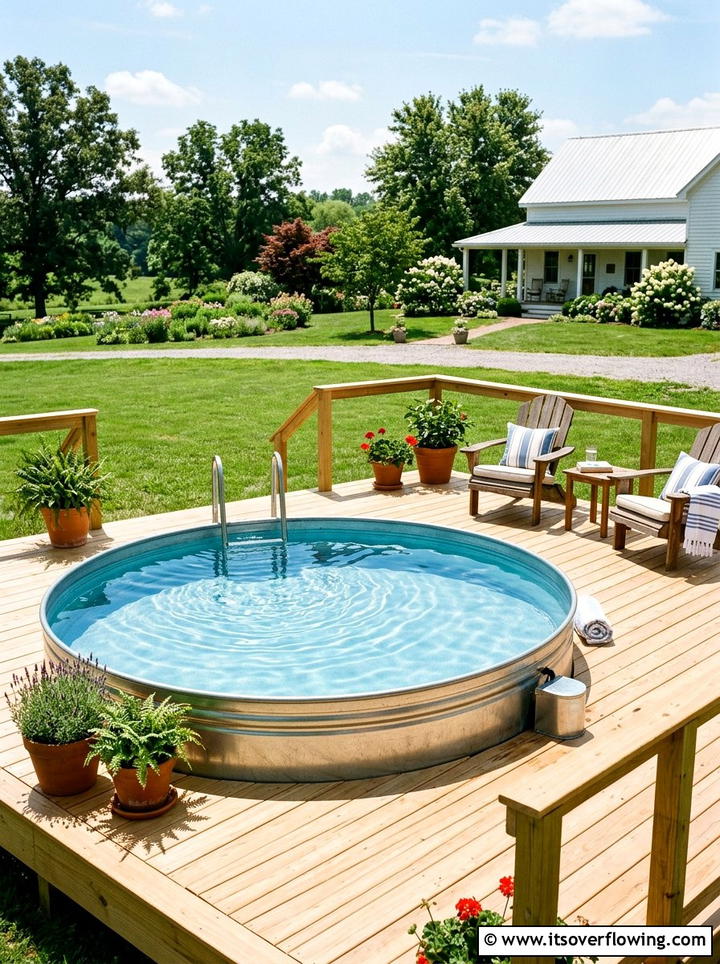 Stock Tank Pool - 25 backyard ideas with repurposed containers