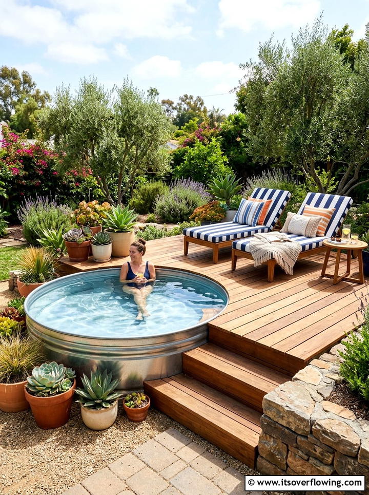 Stock Tank Pool Deck - 25 backyard ideas with seating area