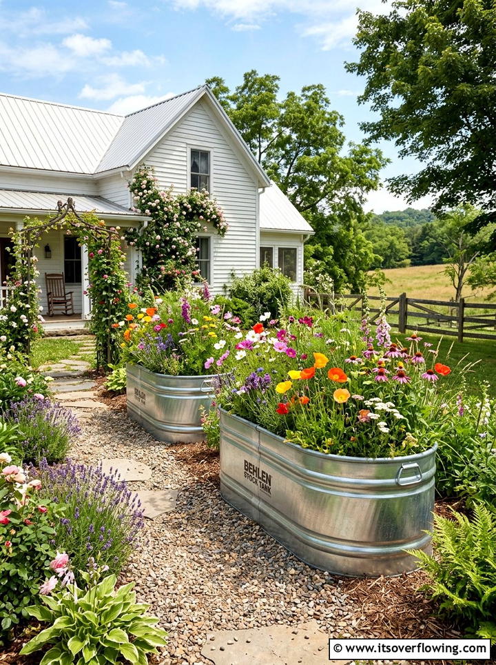 Stock tank garden beds - 25 backyard ideas with raised planter boxes