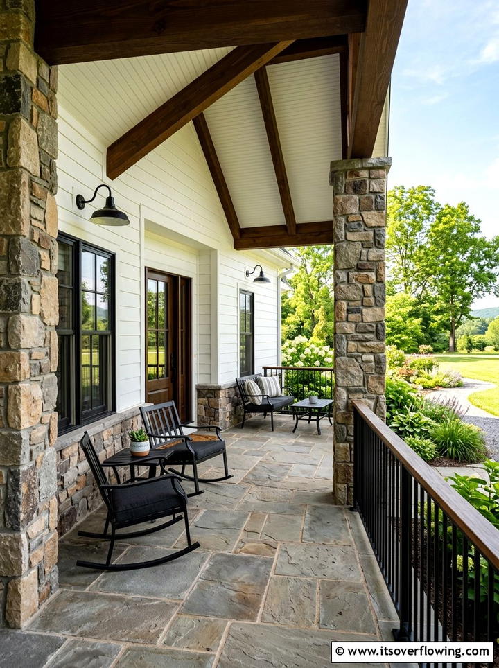 Stone Accent Farmhouse Porch - 25 front porch ideas with farmhouse style