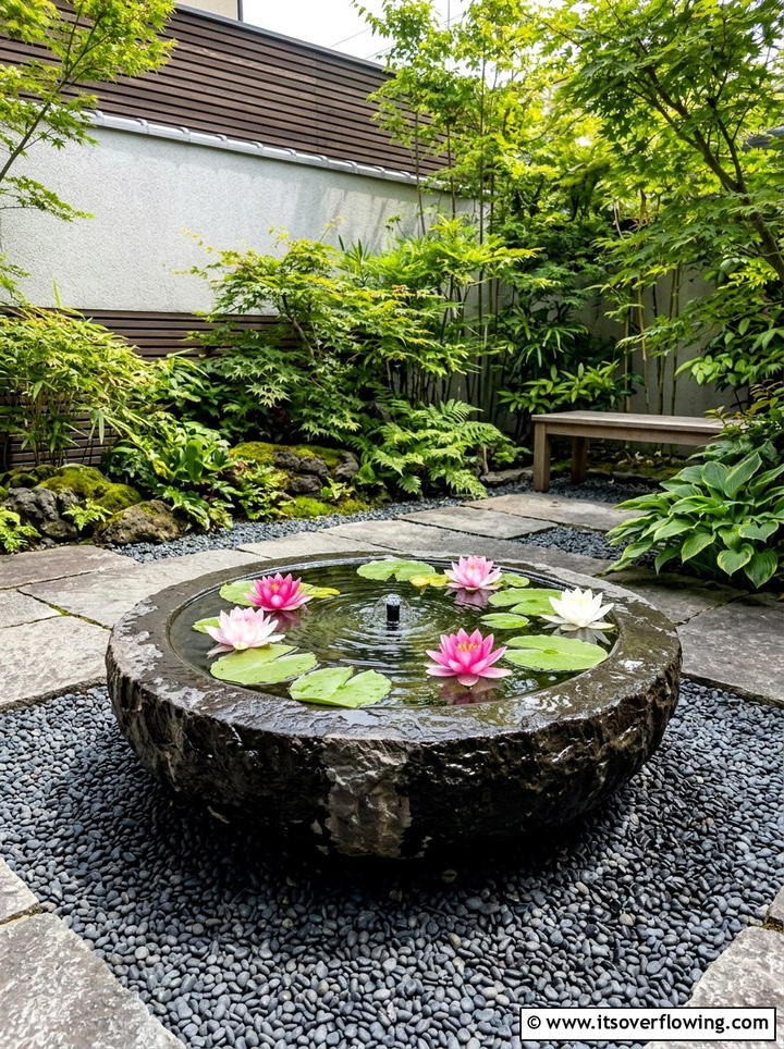Stone Basin Fountain - 25 garden decor ideas for tropical gardens