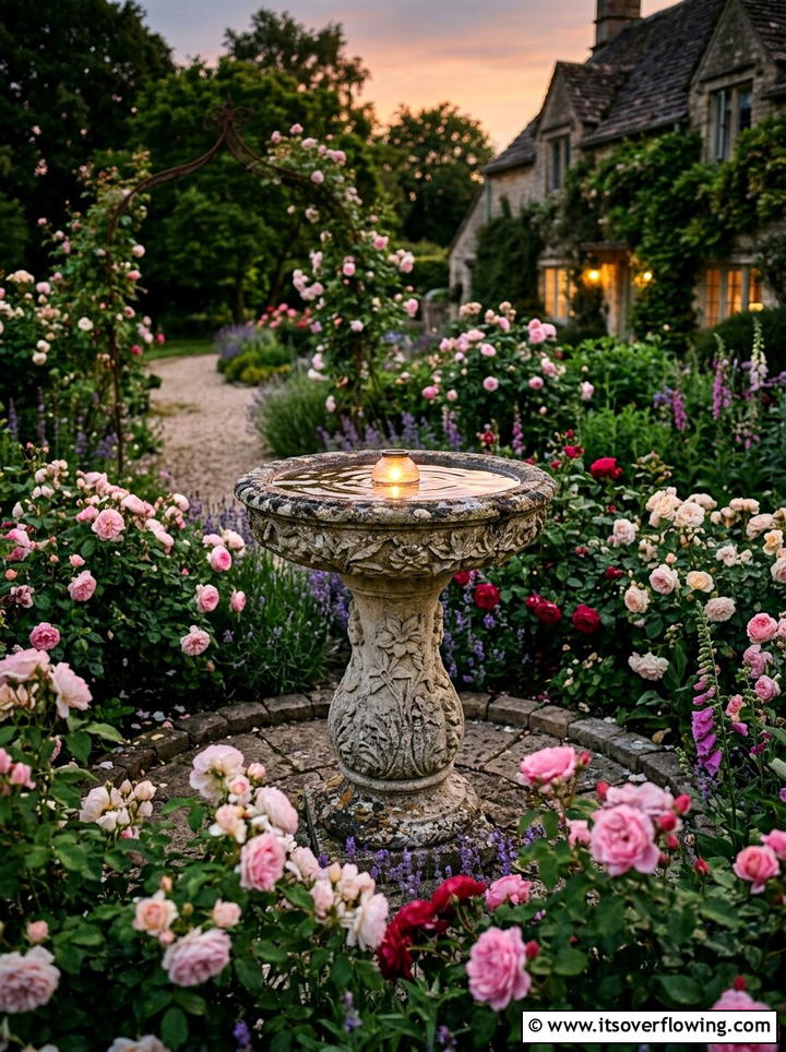 Stone Bird Bath - 25 garden decor ideas for cozy evenings