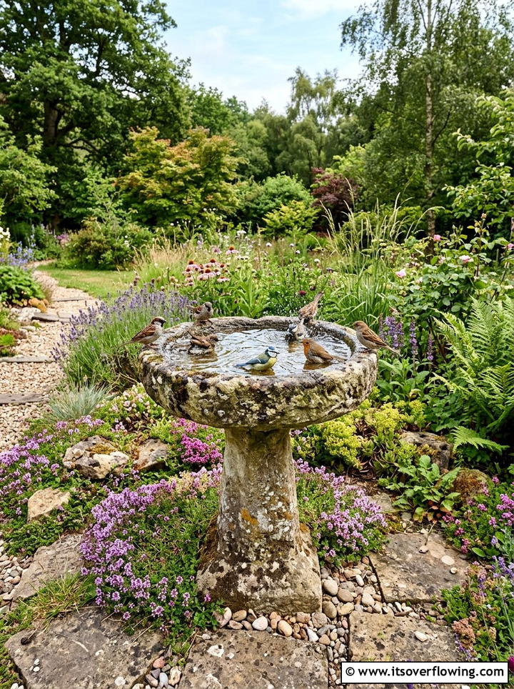 Stone Bird Bath - 25 garden design ideas for cottage gardens