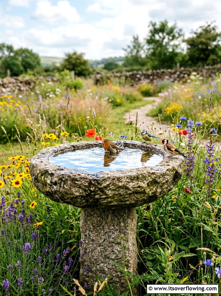 Stone Bird Bath - 25 backyard decorating ideas with zen retreat vibe