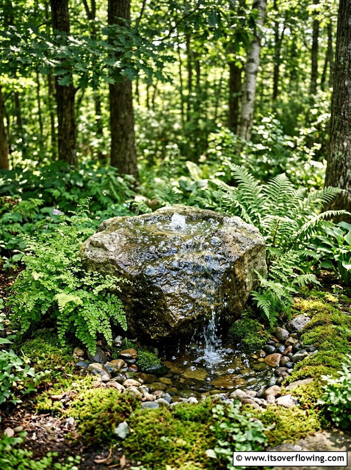Stone Bubbling Rock - 25 small garden ideas with water feature