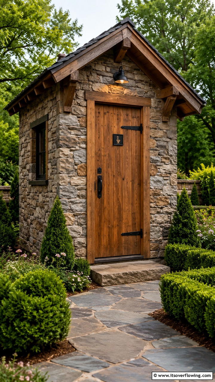 Stone Clad Elegance - 20 Outhouse Design Ideas for Modern and Rustic Homes