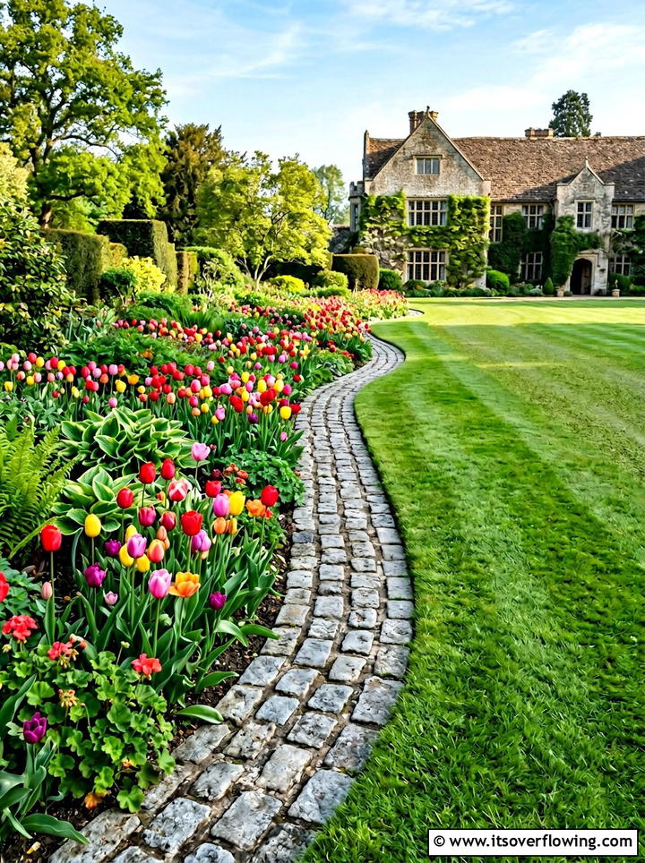 Stone Cobblestone Garden Border - 25 upcycled garden ideas with garden edging