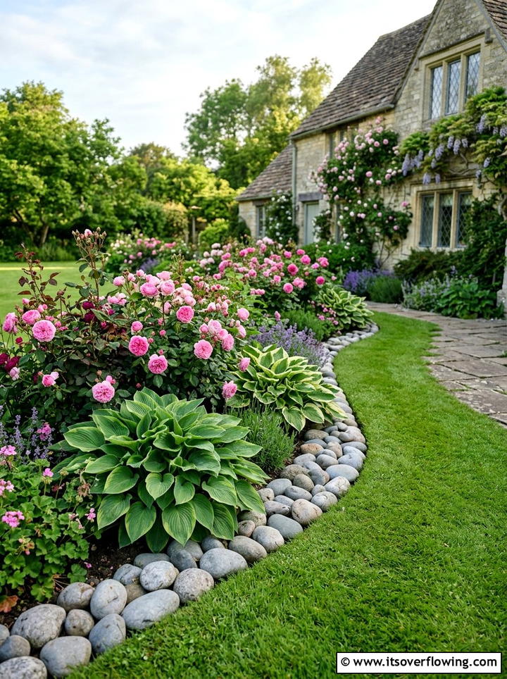 Stone Edging Flower Bed - 25 garden ideas with low cost materials