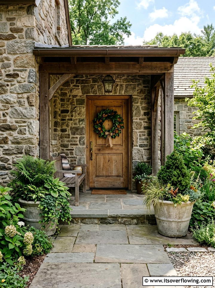 Stone Entryway Decor - 25 front porch decor ideas with magnolia wreath