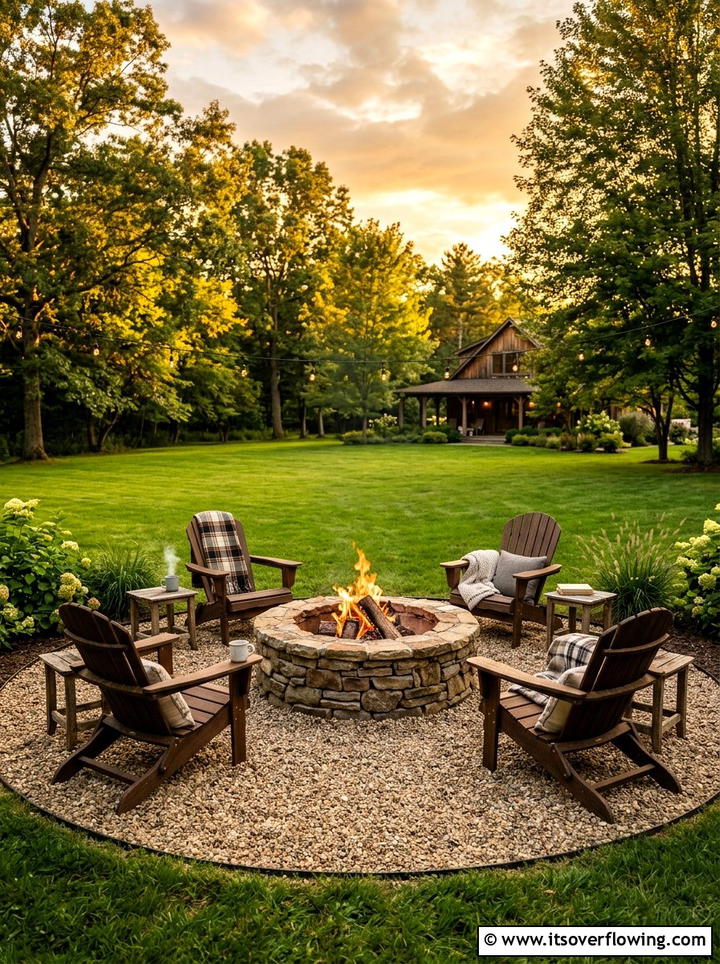 Stone Fire Pit - 25 backyard ideas for flat yards