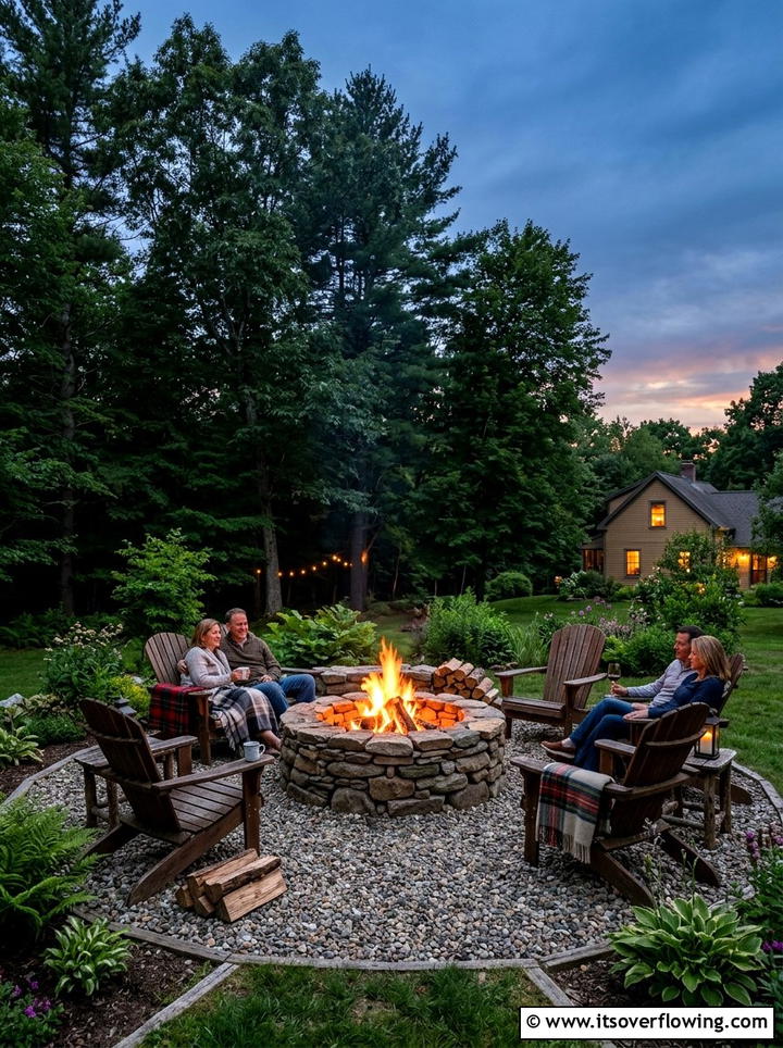 Stone Fire Pit - 25 garden decor ideas with stone accents