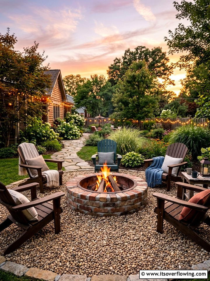 Stone Fire Pit - 25 recycled garden ideas with pebbles