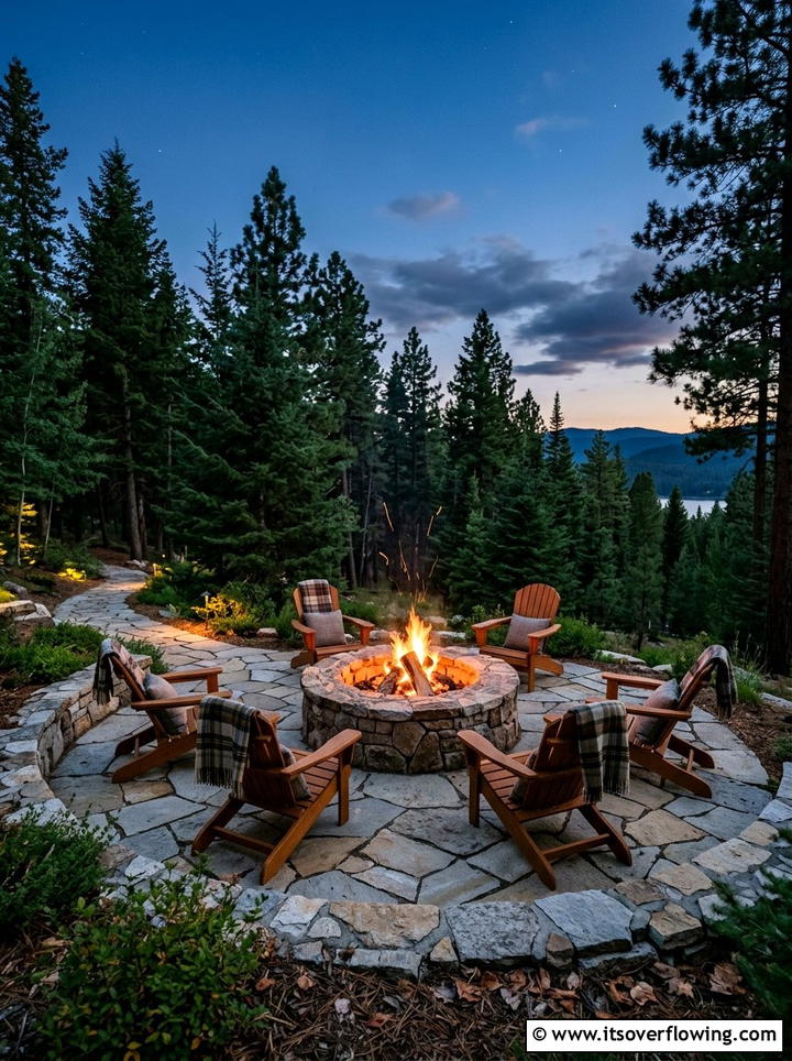 Stone Fire Pit Area - 25 garden ideas with seating