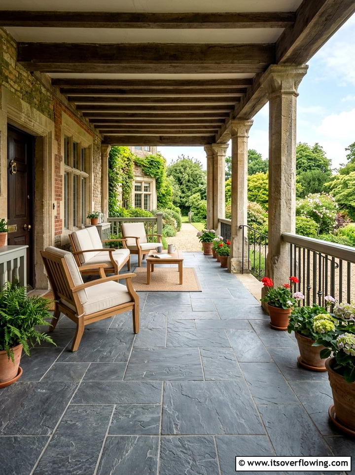 Stone Floor Tiling - 25 front porch ideas for cold climates