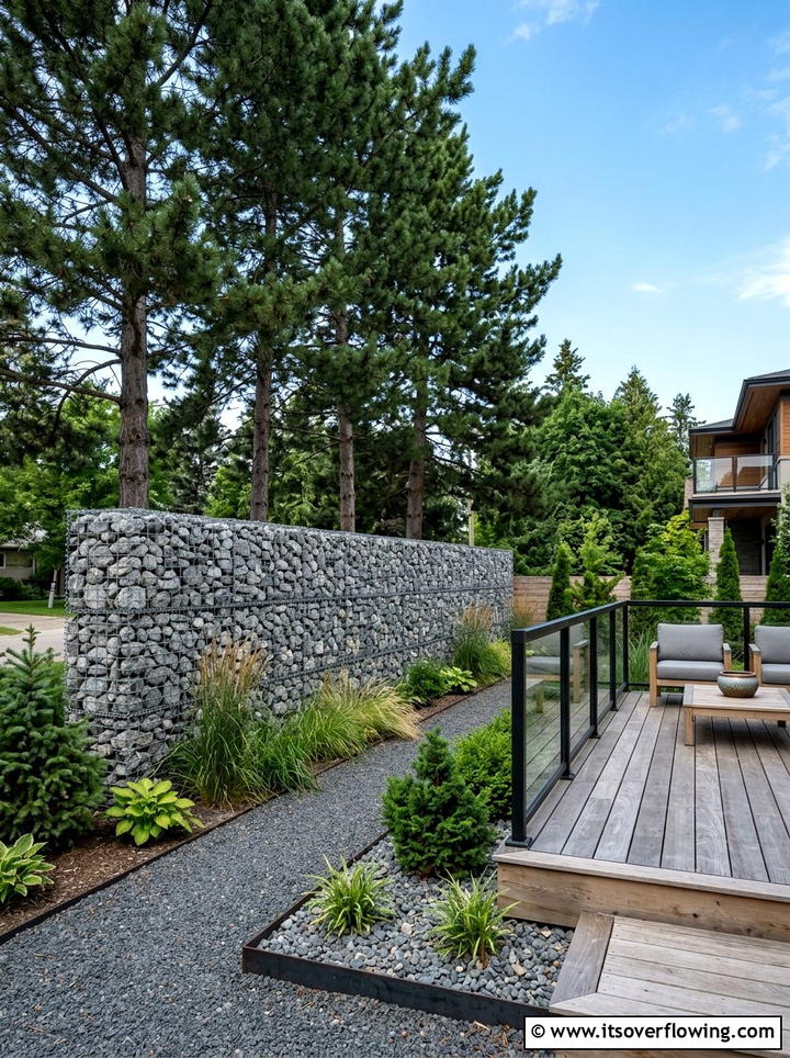 Stone Gabion Privacy Wall - 25 garden design ideas with privacy screens