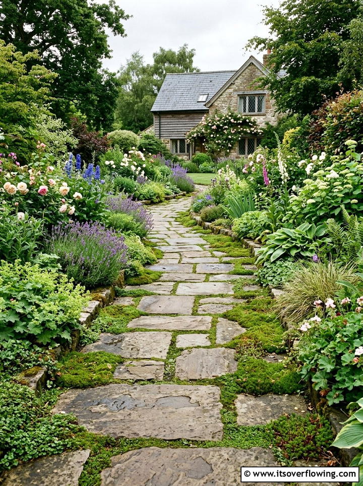 Stone Garden Path - 25 garden decor ideas with farmhouse accents