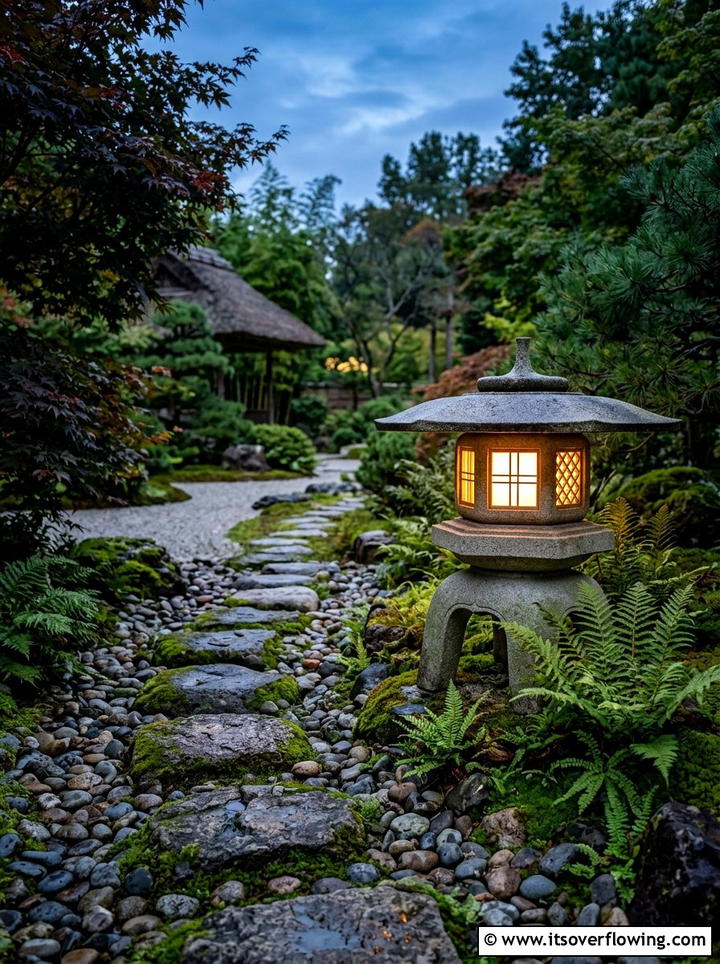 Stone Lantern Lighting - 25 garden ideas for zen spaces